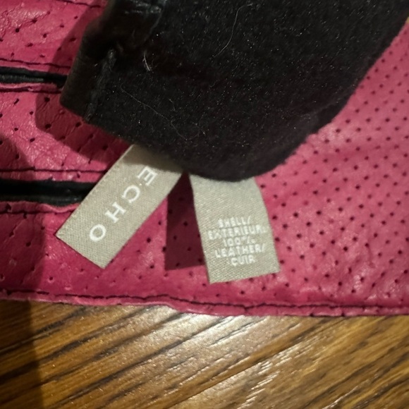 ECHO pink and black 100% leather gloves (M) - Picture 3 of 4